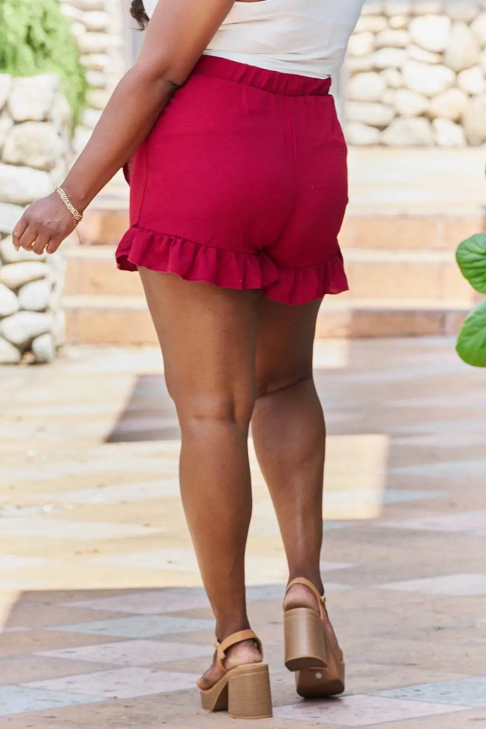 Ruffle Hem Wrap Skort Shorts