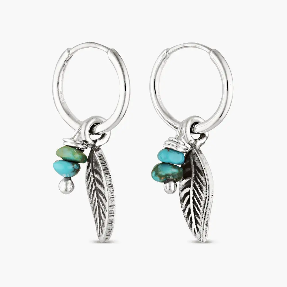Sterling Silver Leaf Huggie Earrings