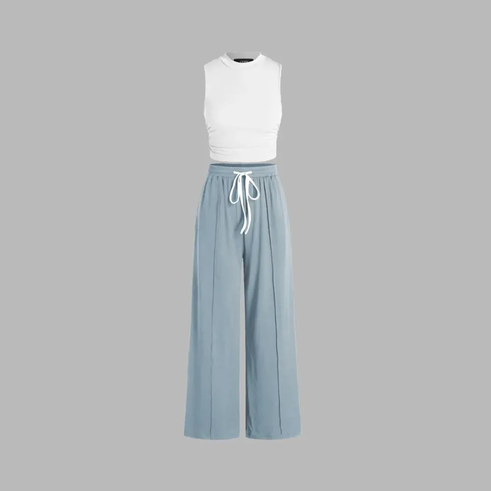Women's Casual Tank Top & Elastic Waist Pants Set