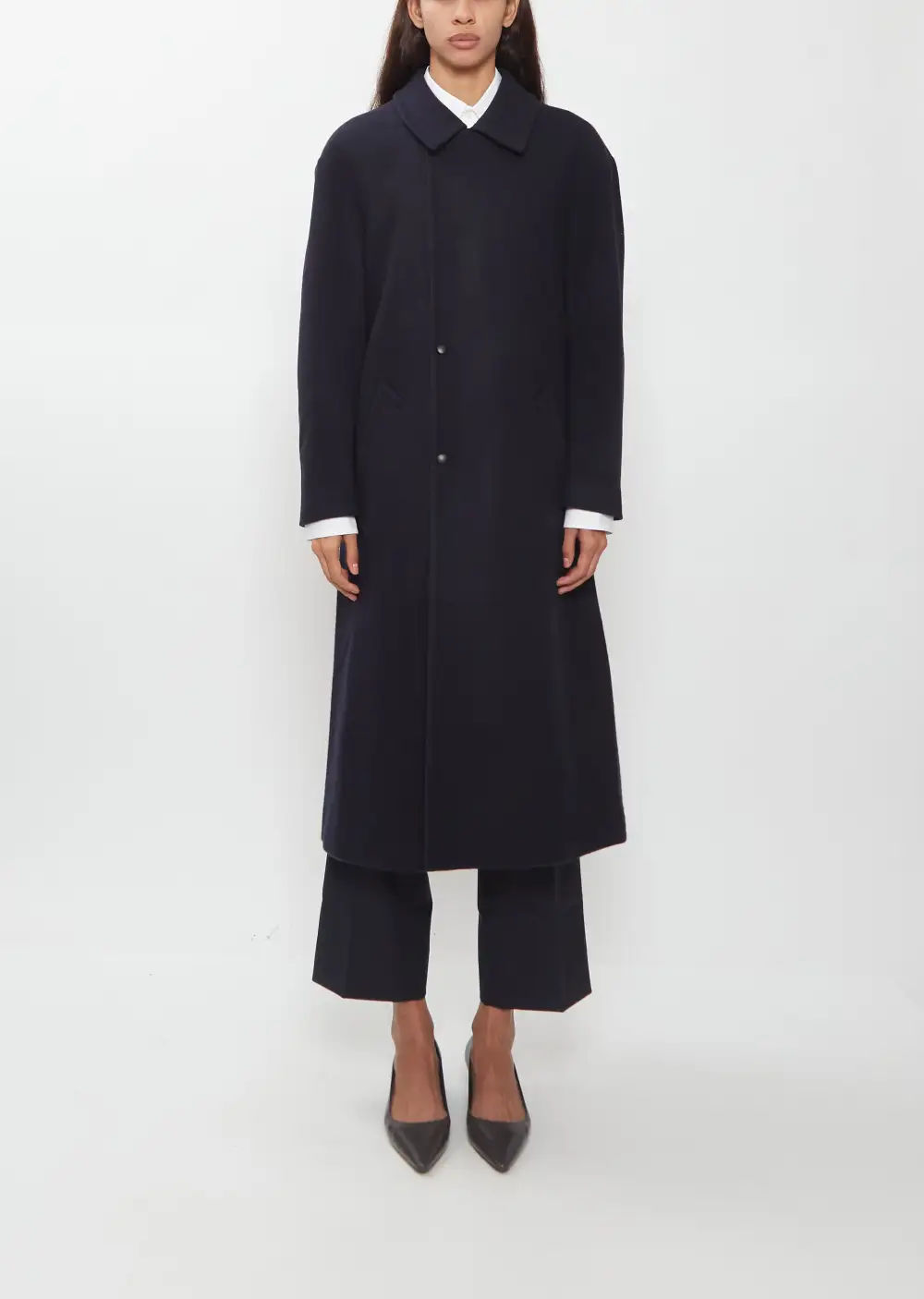 Women's Wool Flannel Double Breasted Longline Coat