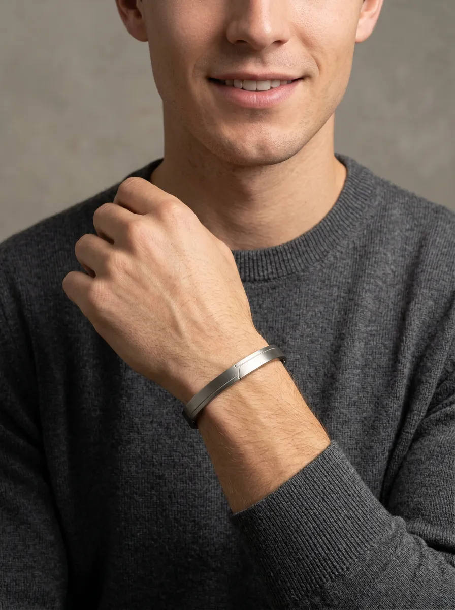 Men's Minimalist Stainless Steel Matte Finish Cuff Bracelet