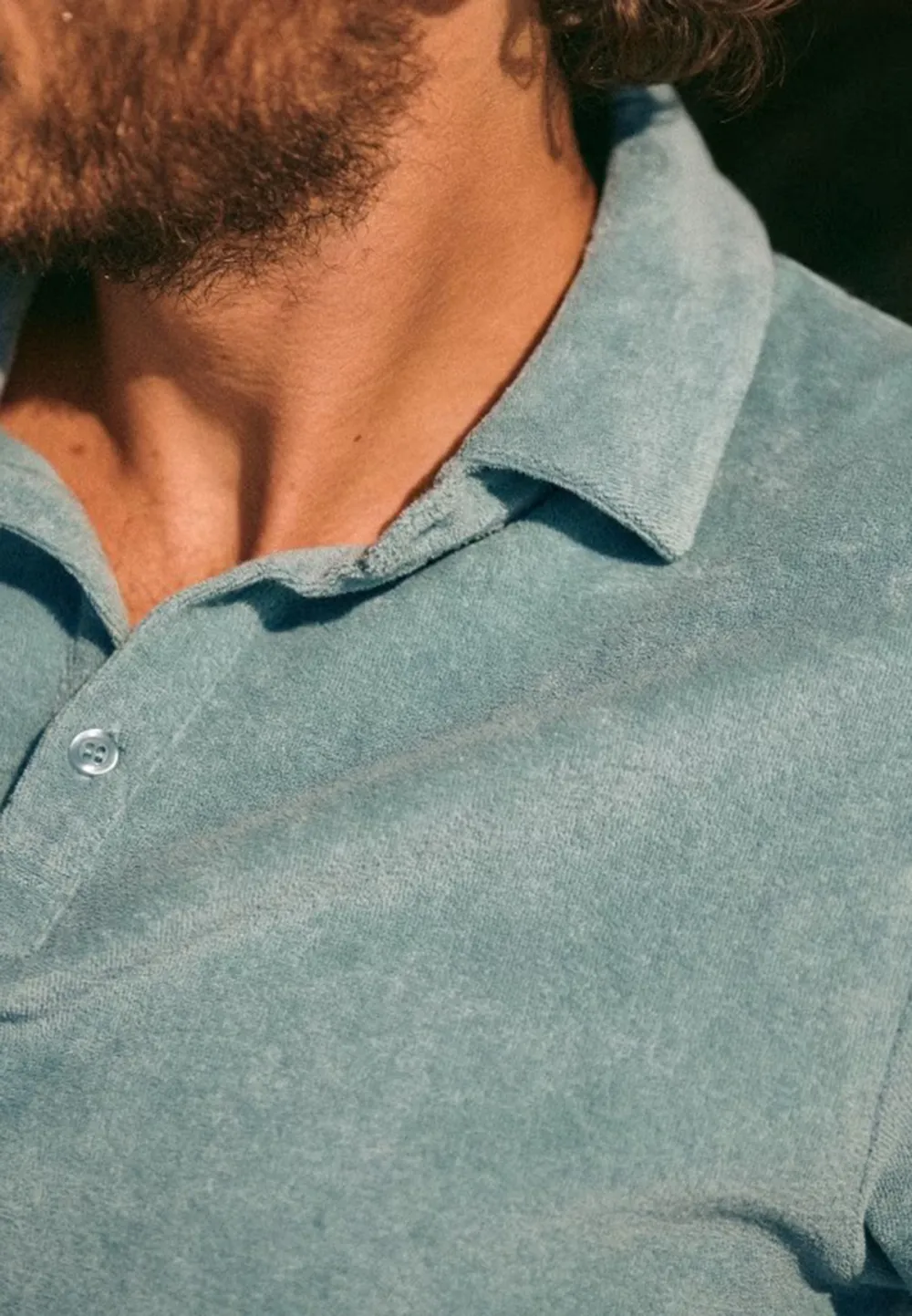 Light Blue Pearl Button Placket Polo Shirt