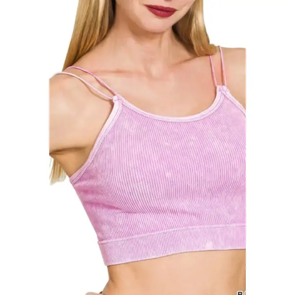 Washed Ribbed Seamless Double Strap Brami Tank