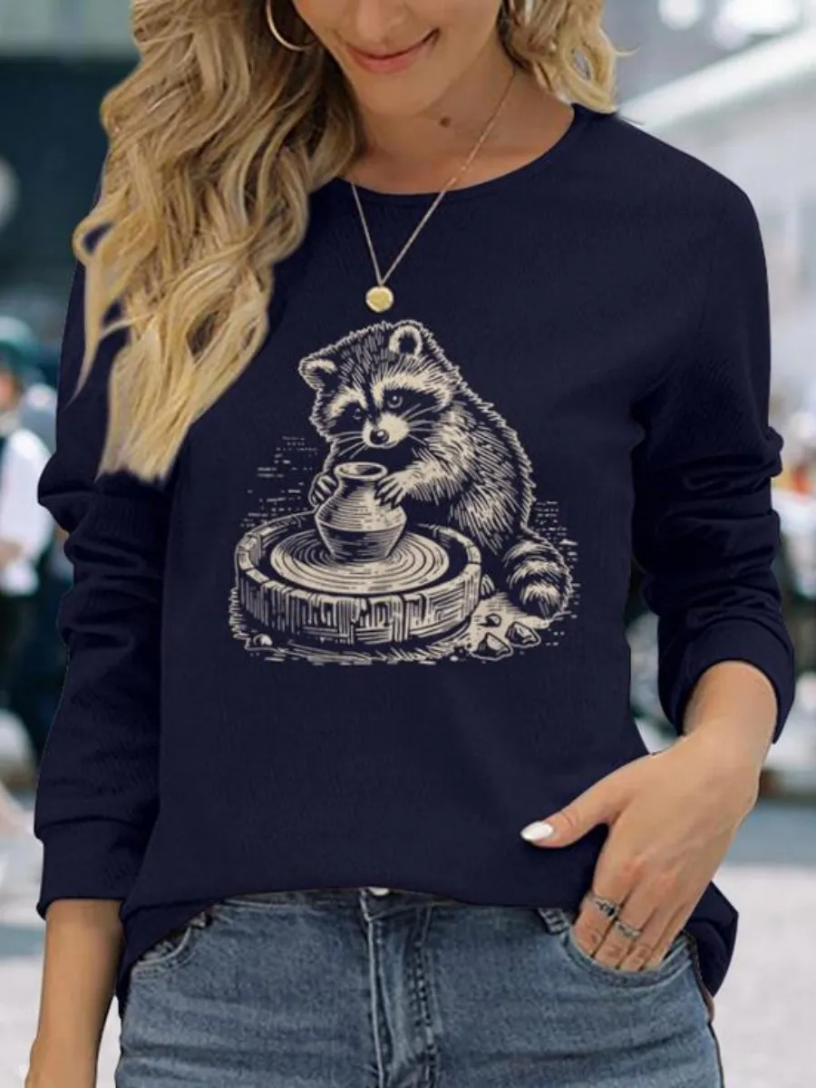 Cute Pottery Raccoon T-Shirt