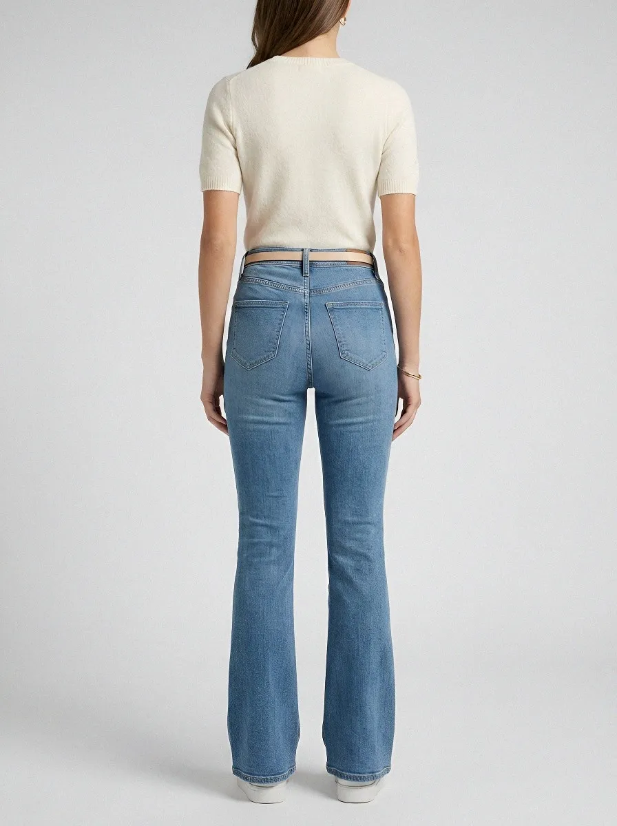 Elegant Refined Women's High-Waist Stretch Flare Jeans