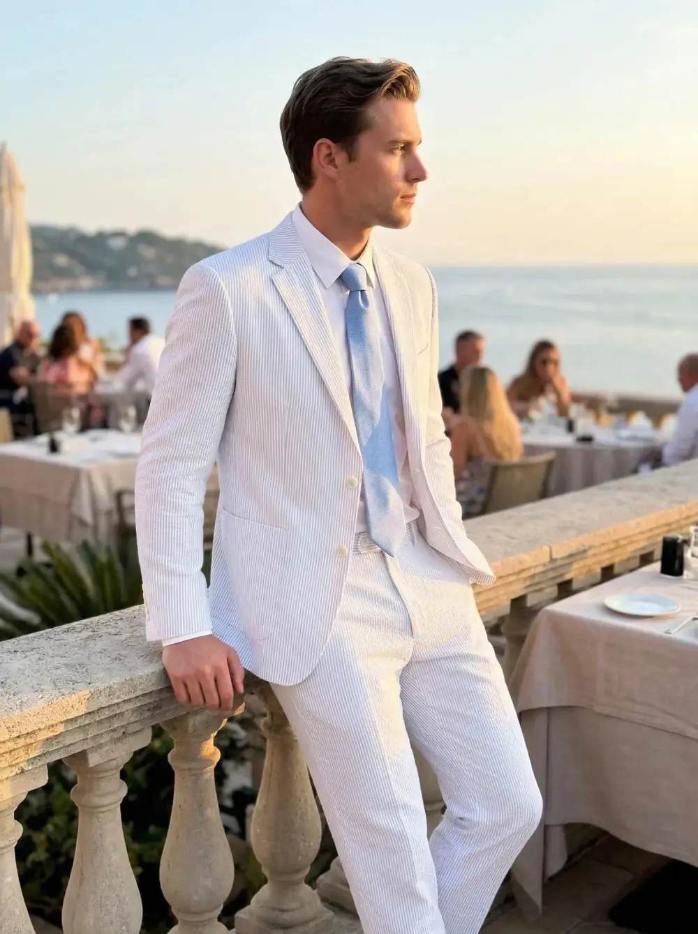 🔥Men's 2-Piece Seersucker Suits Classic Jacket & Trousers