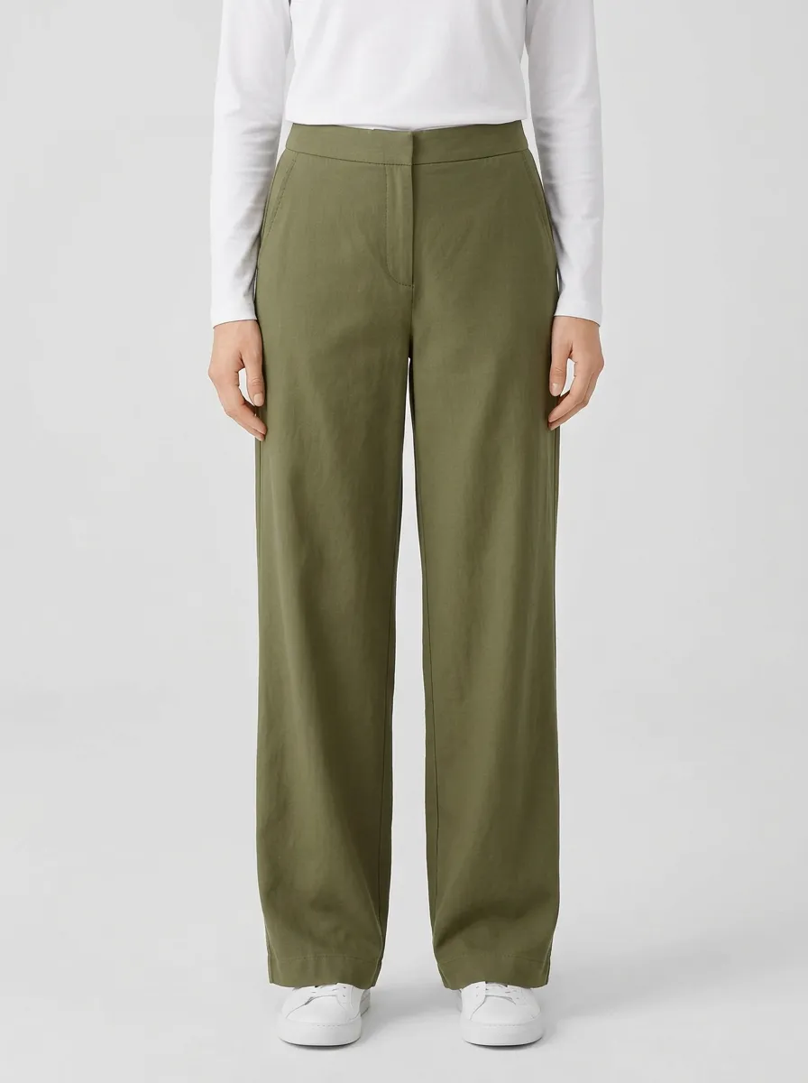 Women's Button-Zip Wide-Leg Trousers