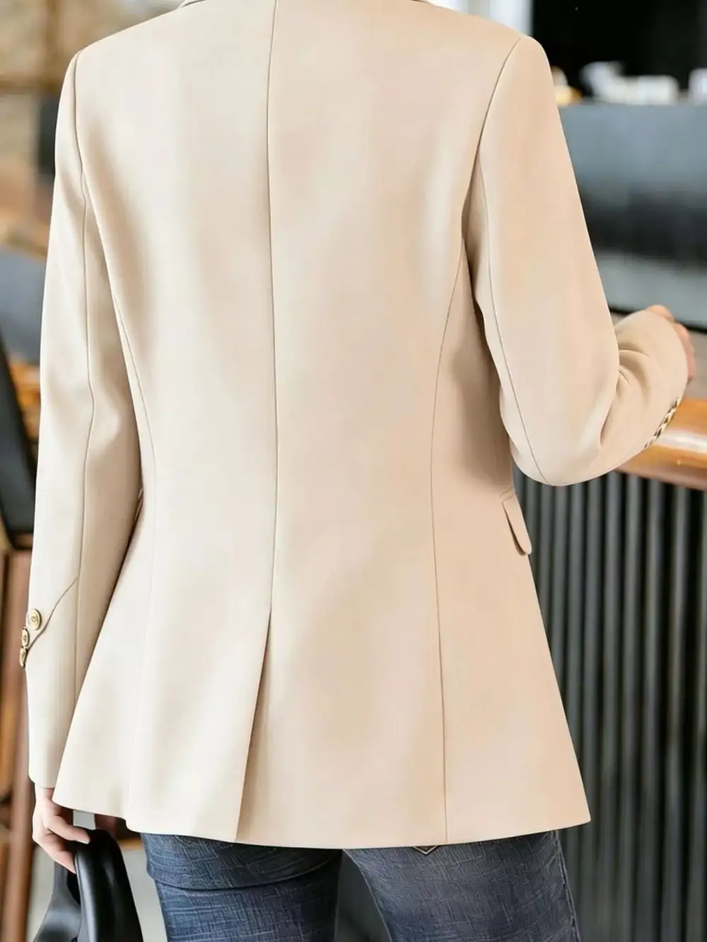 Refined Single-Button Lapel-Collar Blazer