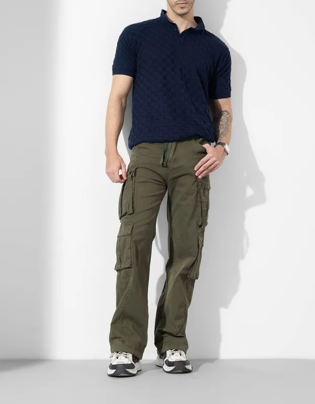 Olive Green Drawstring Cargo Pants