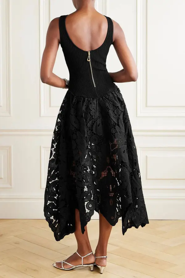 Lace Crochet Open Back Occasion Wear Midi Dress