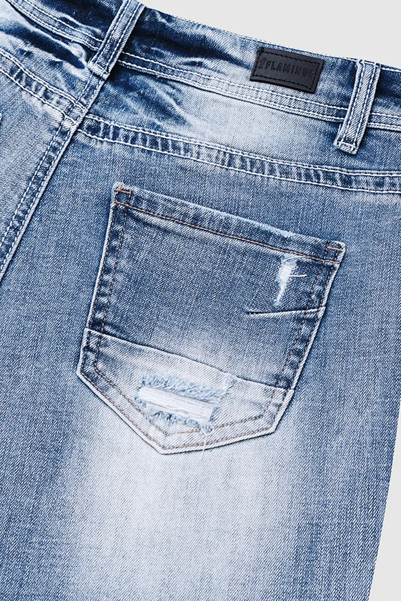 Ripped Low Waist Capris Jeans