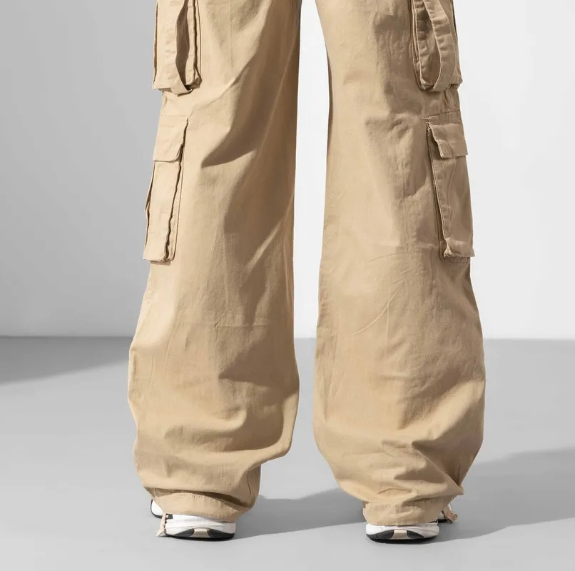 Beige Drawstring Cargo Pants