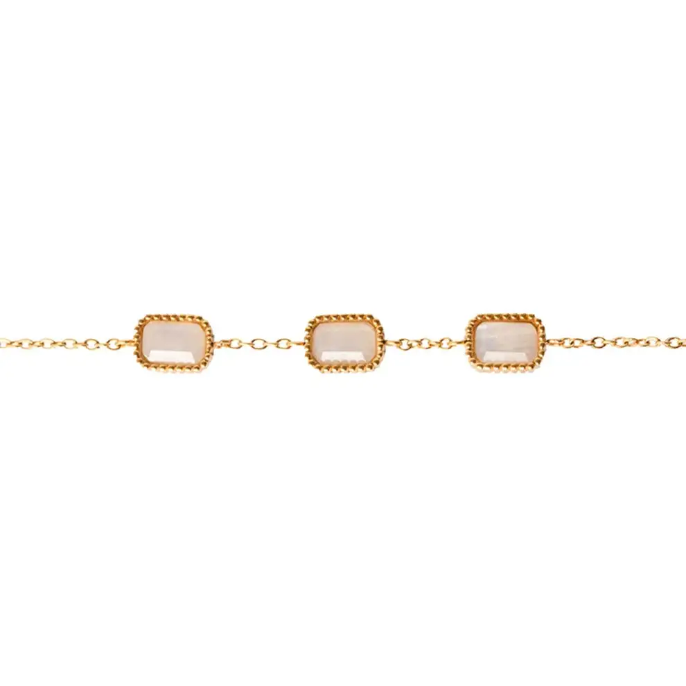 Baguette Moonstone Station Bracelet
