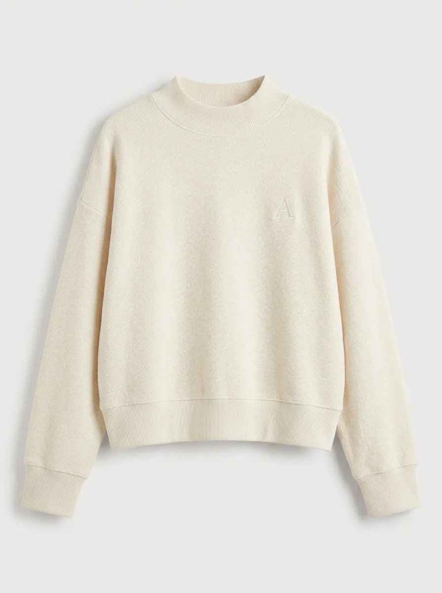 Women's Minimalist Initial A Embroidered Waffle Knit Sweatshirt