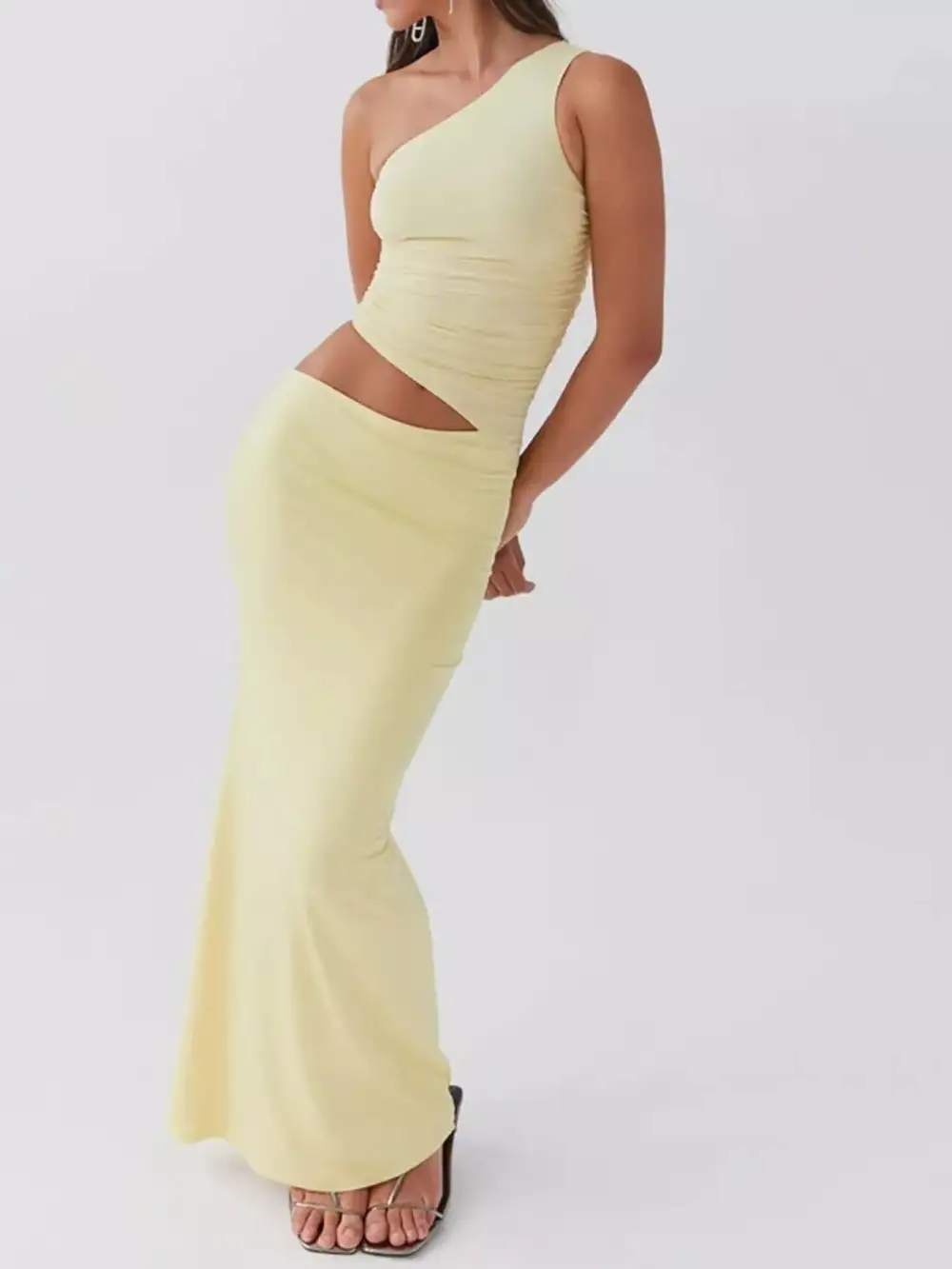 One Shoulder Top and Maxi Skirt Set