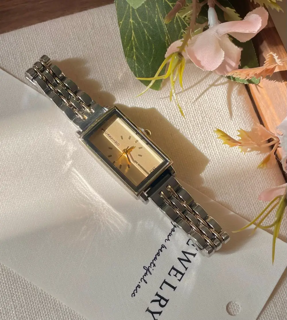 Rectangular Stainless Steel Link Fashion Watch