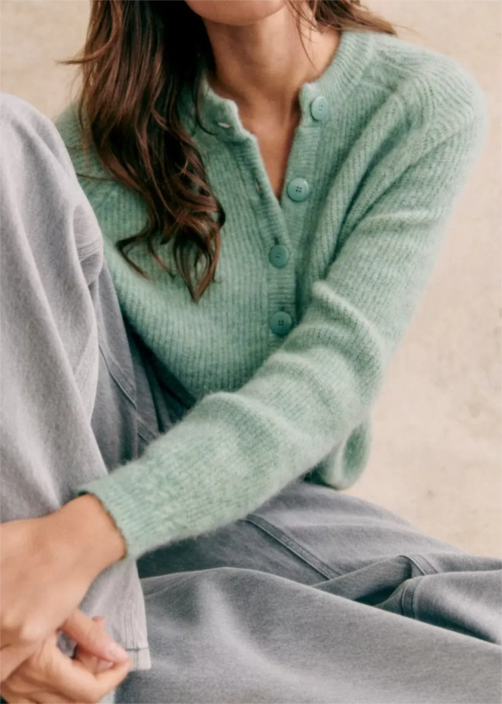 Neo Mint Button Up Cardigan