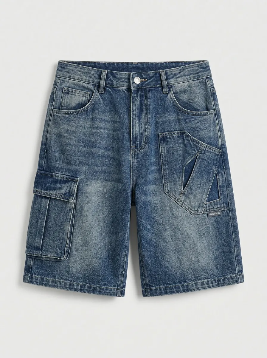 Utility Cargo Denim Washed Men's Cargo Shorts