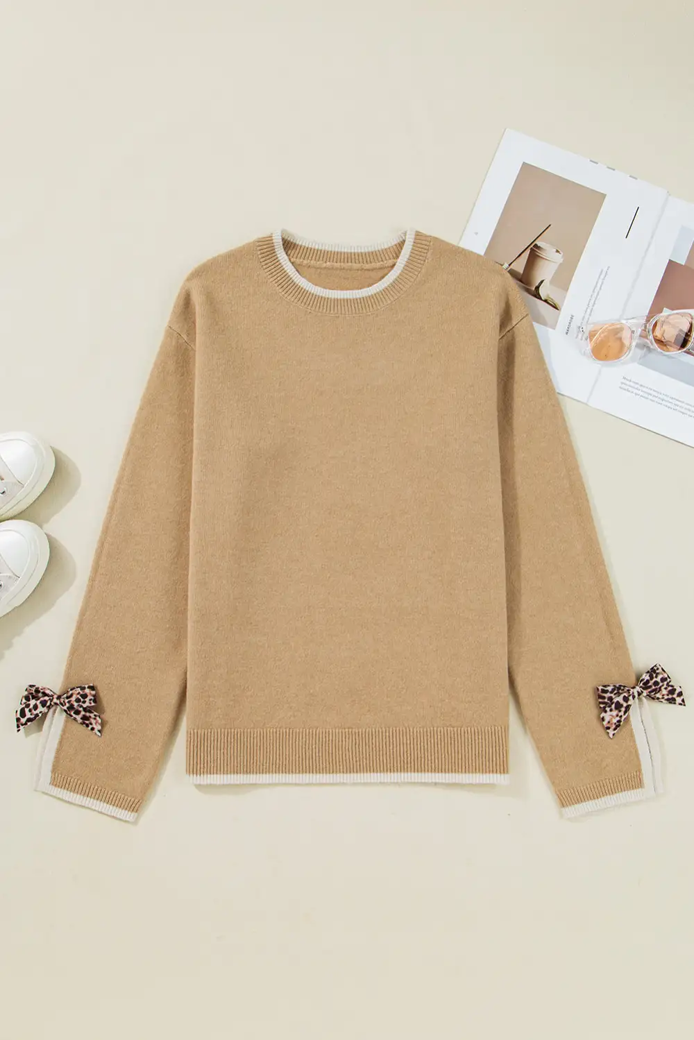 Leopard Print Bow Detail Sweater