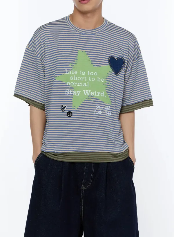Men's Layered Stripe Graphic Tee