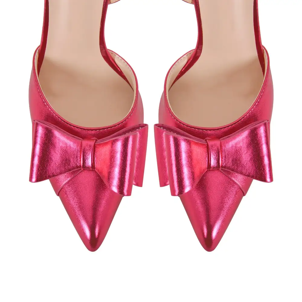 Bow Accent Pointed Toe Stiletto Slingback Pumps