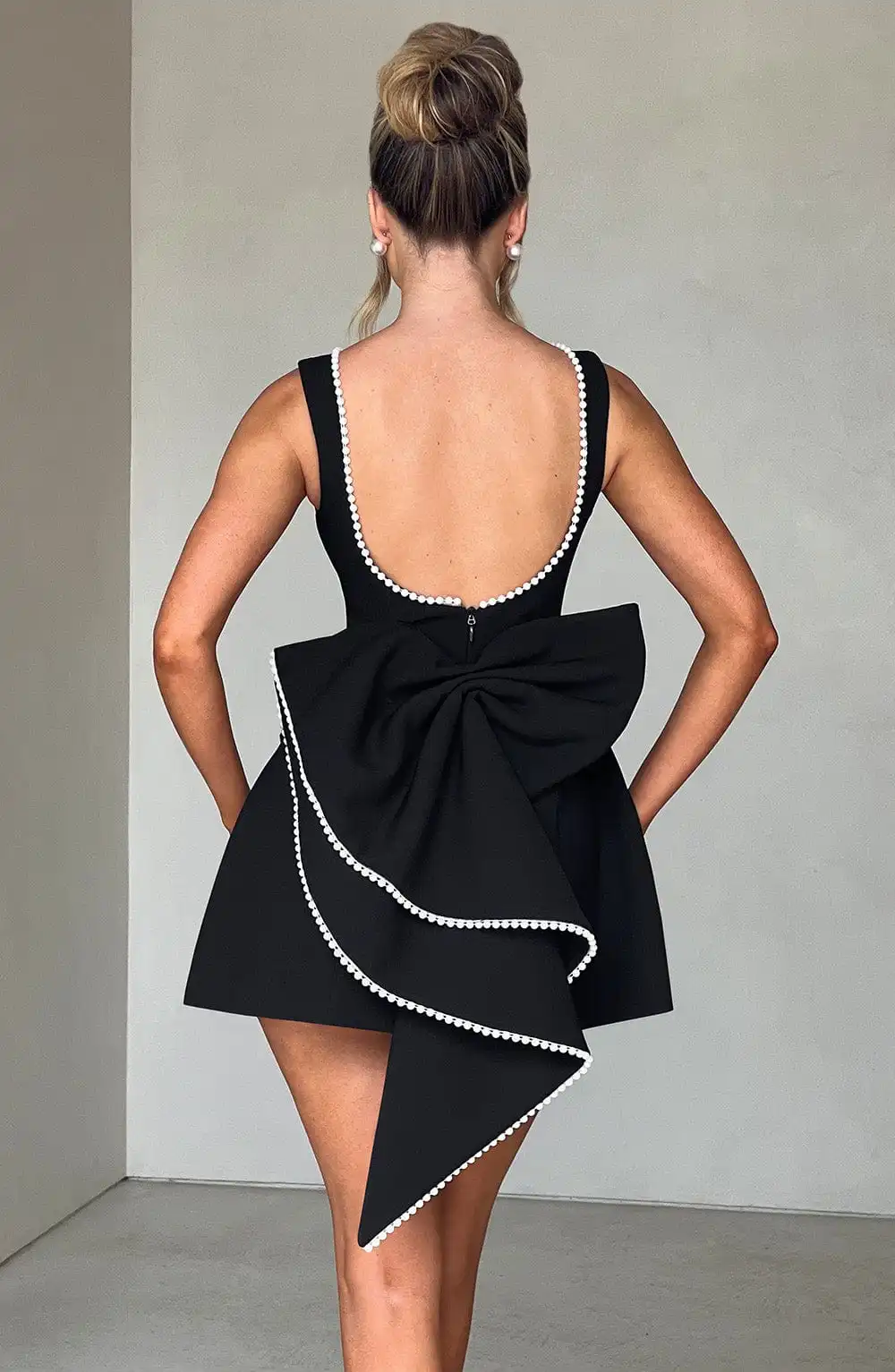 Structured Bow Back Mini Dress