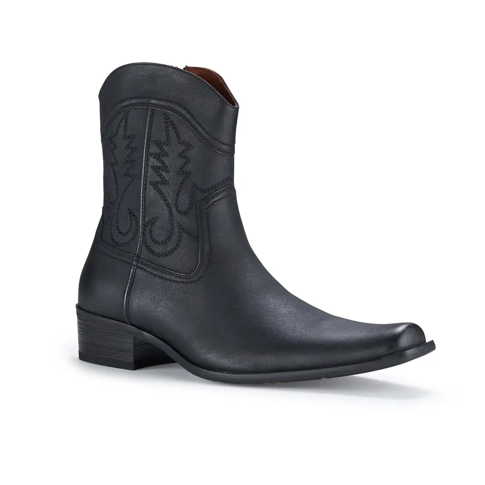 Faux-Leather Pointed-Toe Zip-Up Western Boots