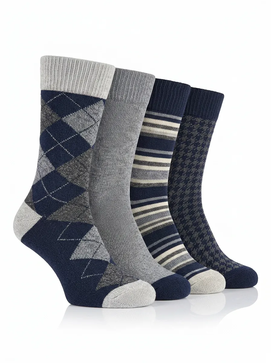 Daily Striped Men's Four-Pair Long Socks