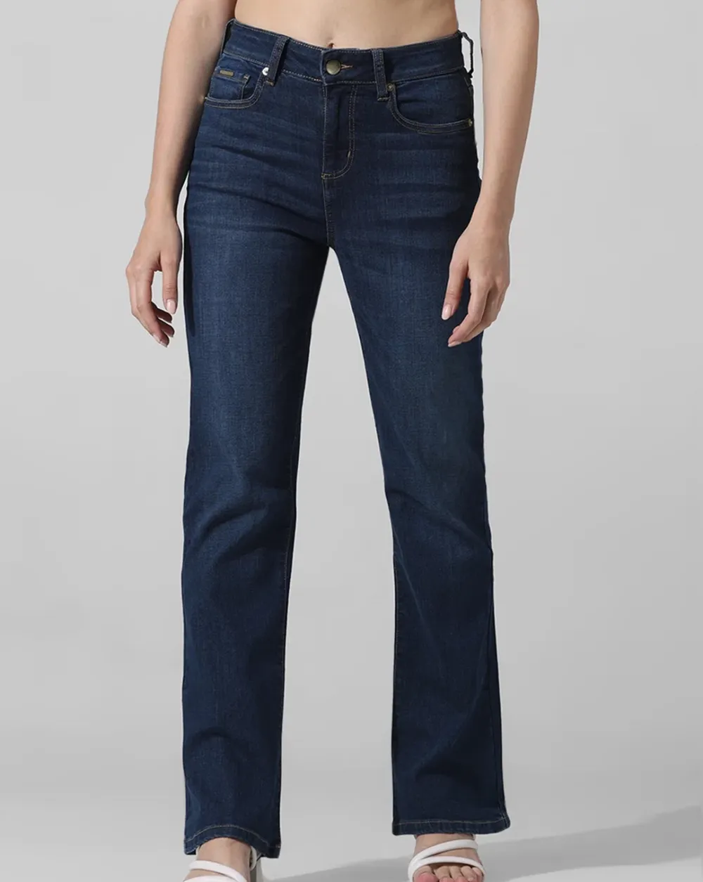 Blue Mid Rise Flared Jeans