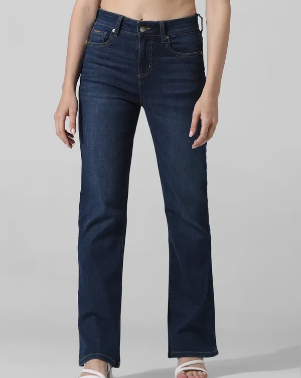 Blue Mid Rise Flared Jeans