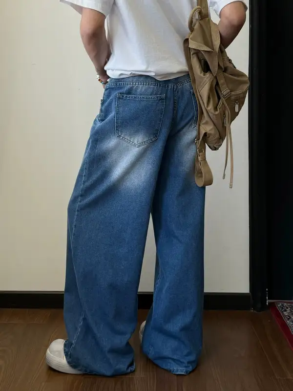 Faded Spots Whiskers Jeans