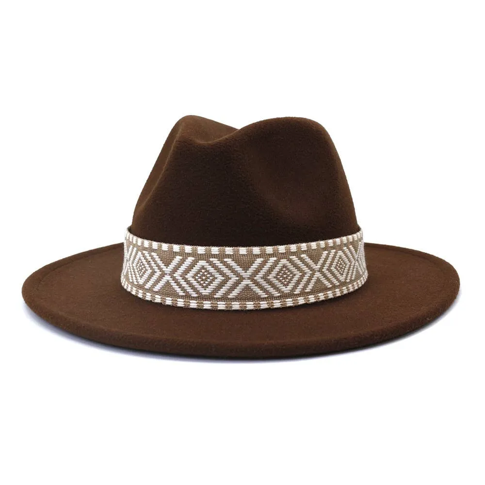 Belt Retro Flat Fedora Hat