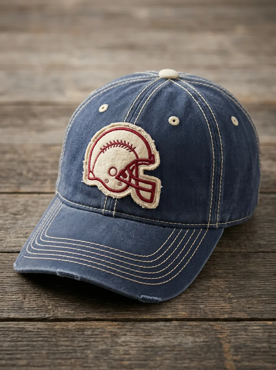 Unisex Football Lover Helmet Patch Distressed Baseball Cap