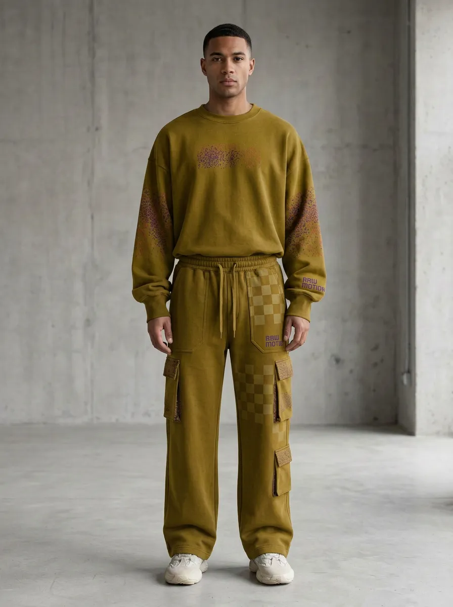 Cargo Sweatpants Men's Two-Piece Tracksuit