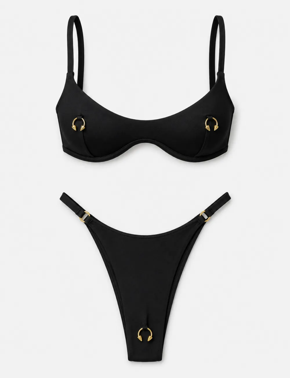 Hardware Design Balconette U Neck Bikini Set