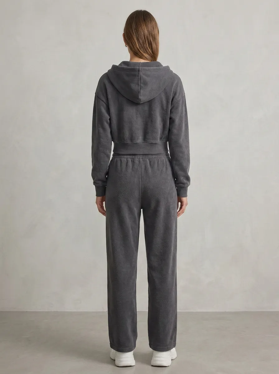 Cropped Women's Cropped Zip-Up Hoodie Jogger Active Set