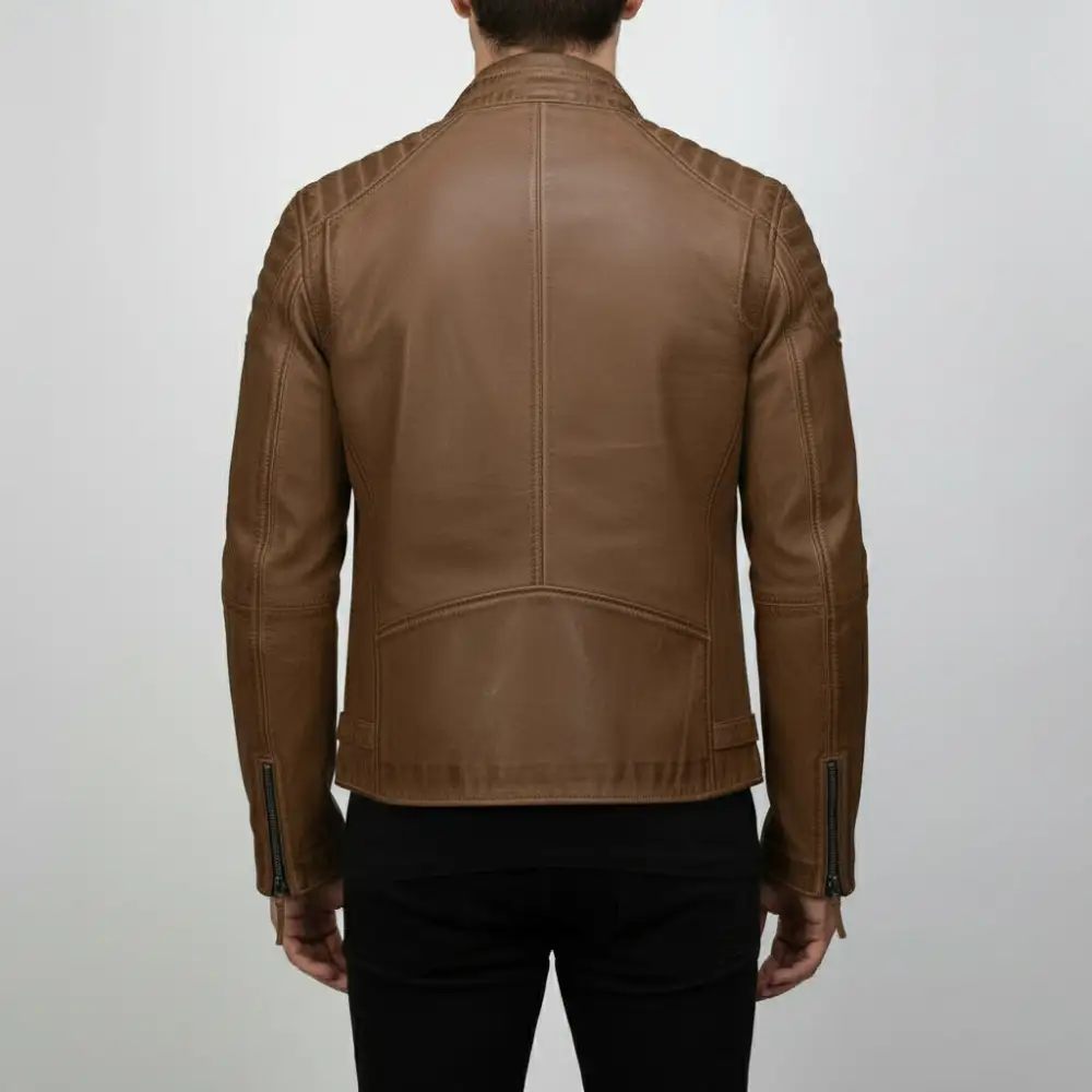 Classic Leather Biker Motorcycle Multi Pocket Jacket
