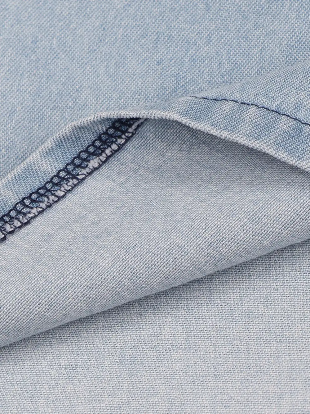 Denim Zip Front Short Sleeve Dress Casual