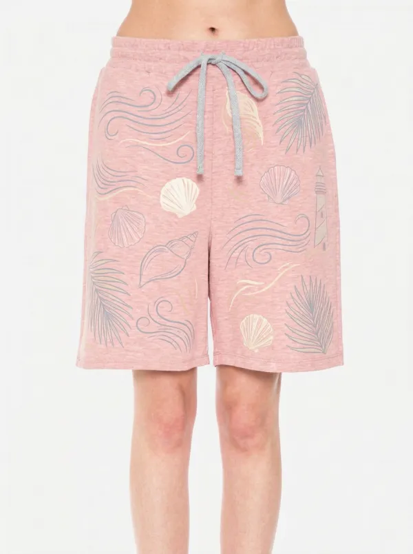 Women's Coastal Seashell Lighthouse Palm Leaf Graphic Shorts