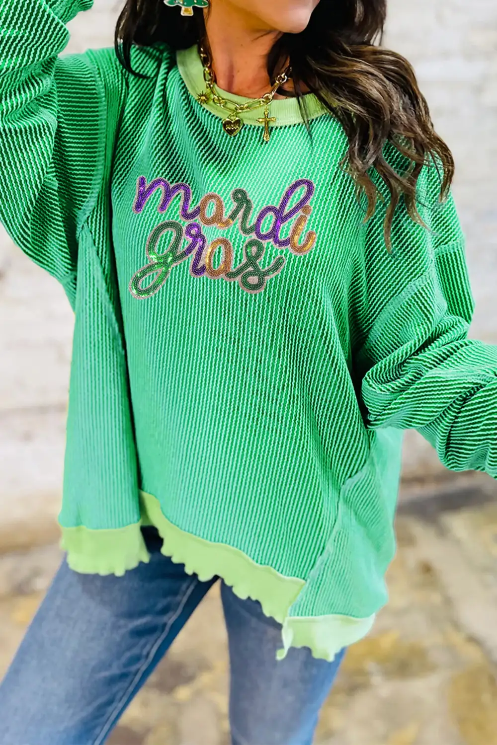 Women's Graphic Ribbed Sequin T-Shirt