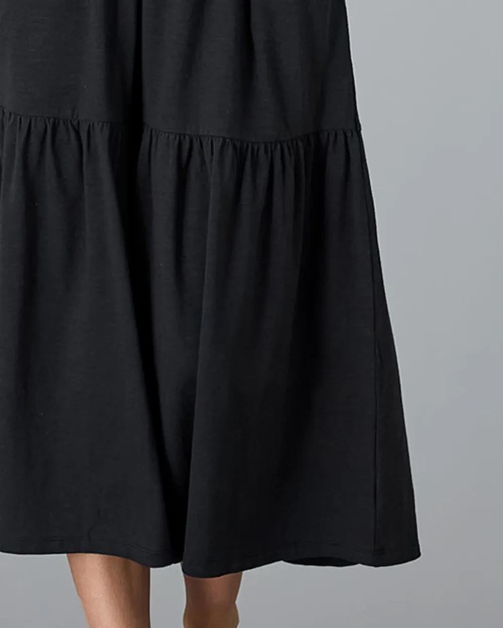 Black Ruffled Layers Midi Skirt