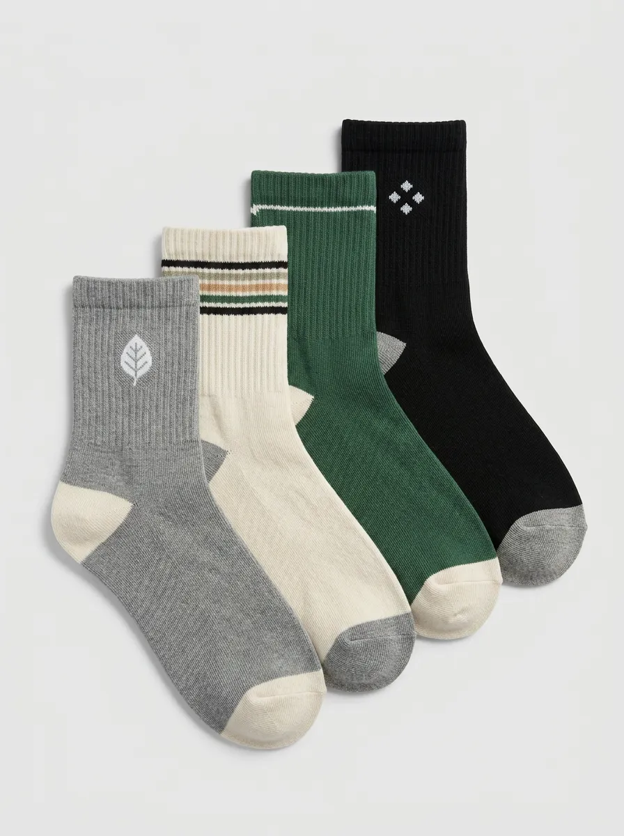 Minimal Four-Pair Crew Socks