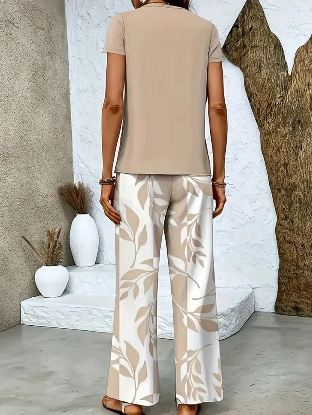 Print Top Wide-Leg Pants Set