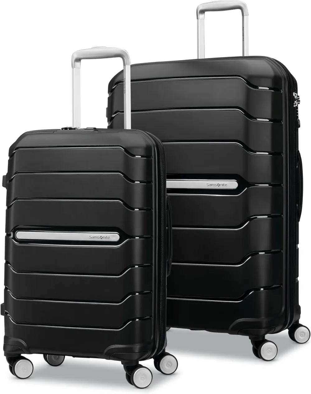 Samsonite Freeform Hardside Carry-On Luggage with Spinner Wheels - Hardshell Suitcase - TSA, Airline-Approved - Expandable Hard Shell, Smooth Rolling Wheels for Lightweight Travel - White/Grey