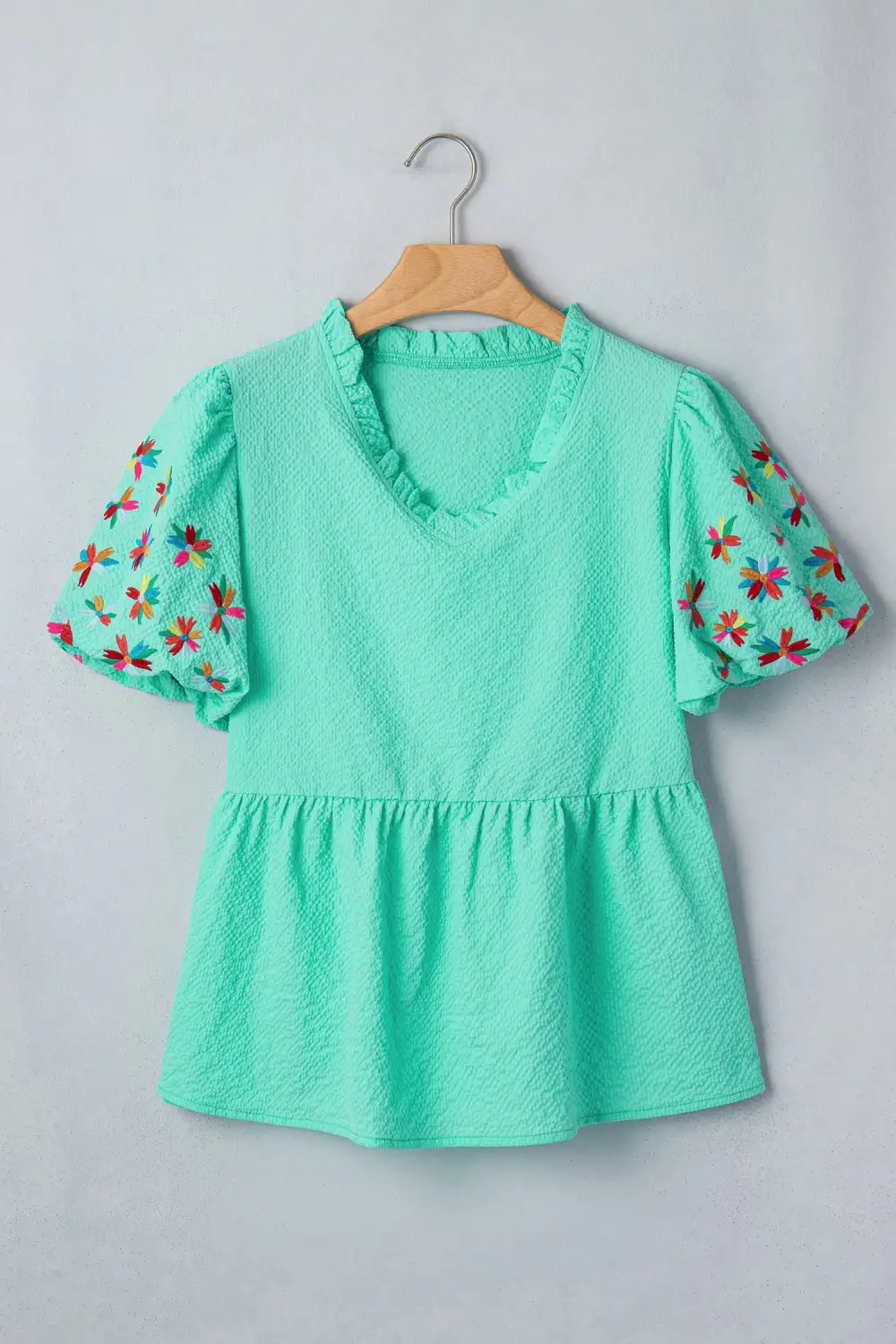 Women's Flower Motif Embroidered Textured Top