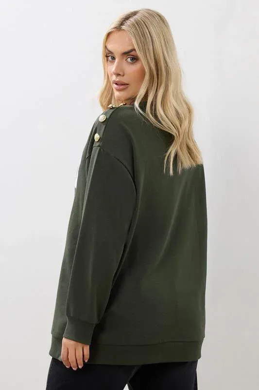 Khaki Green 'Oslo' Slogan Sweatshirt