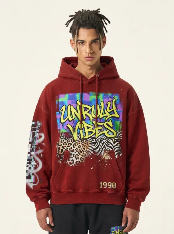 Men's Street Inspired Streetwear Graffiti Animal Graphic Hoodie
