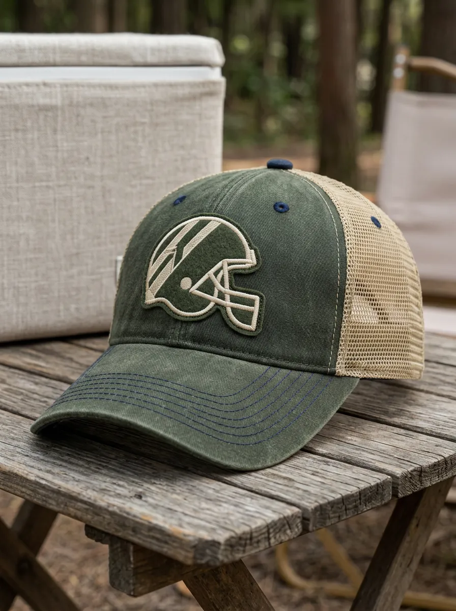 Unisex Gridiron American Football Fan Helmet Embroidered Mesh Trucker Cap
