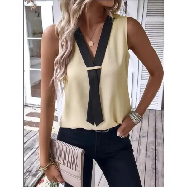 Full Size V Neck Contrast Tank Plus