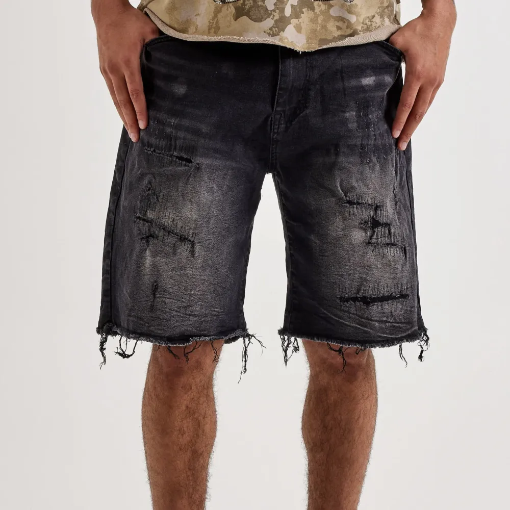 Distressed Denim Shorts